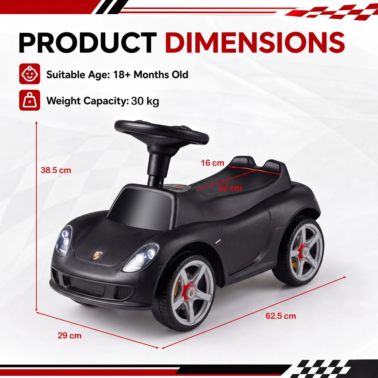 Kids Ride On Car Sliding Car with Horn & Sound Buttons Porsche Licensed-Black
