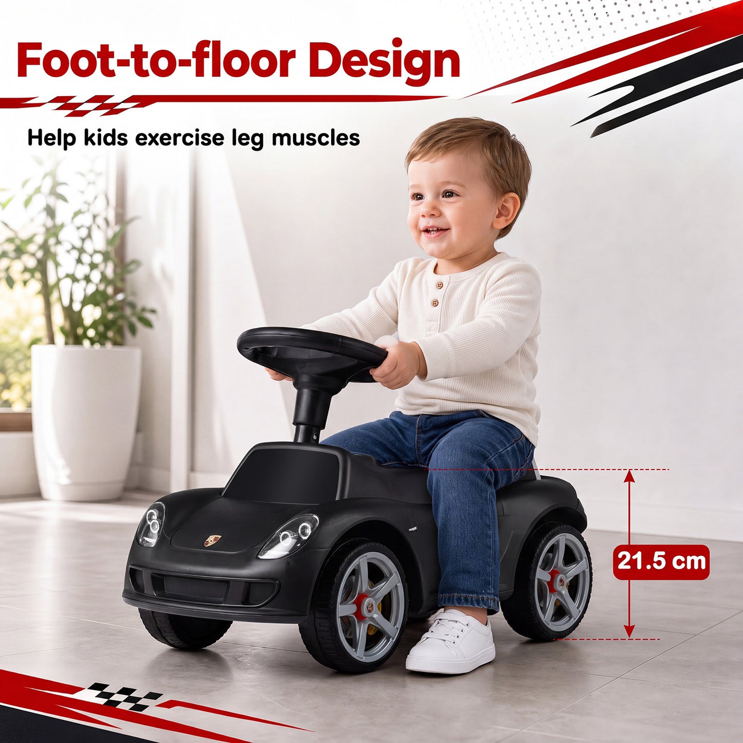 Kids Ride On Car Sliding Car with Horn & Sound Buttons Porsche Licensed-Black