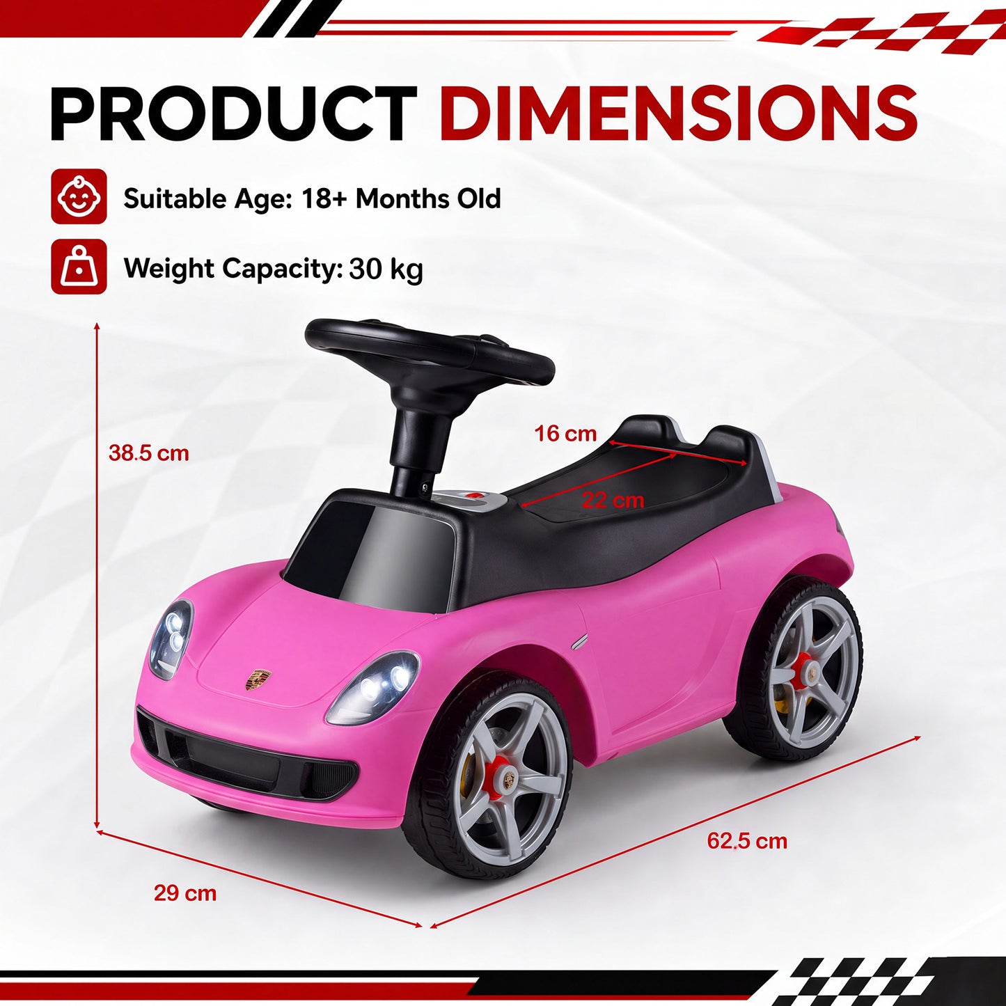 Kids Ride On Car Sliding Car with Horn & Sound Buttons Porsche Licensed-Pink