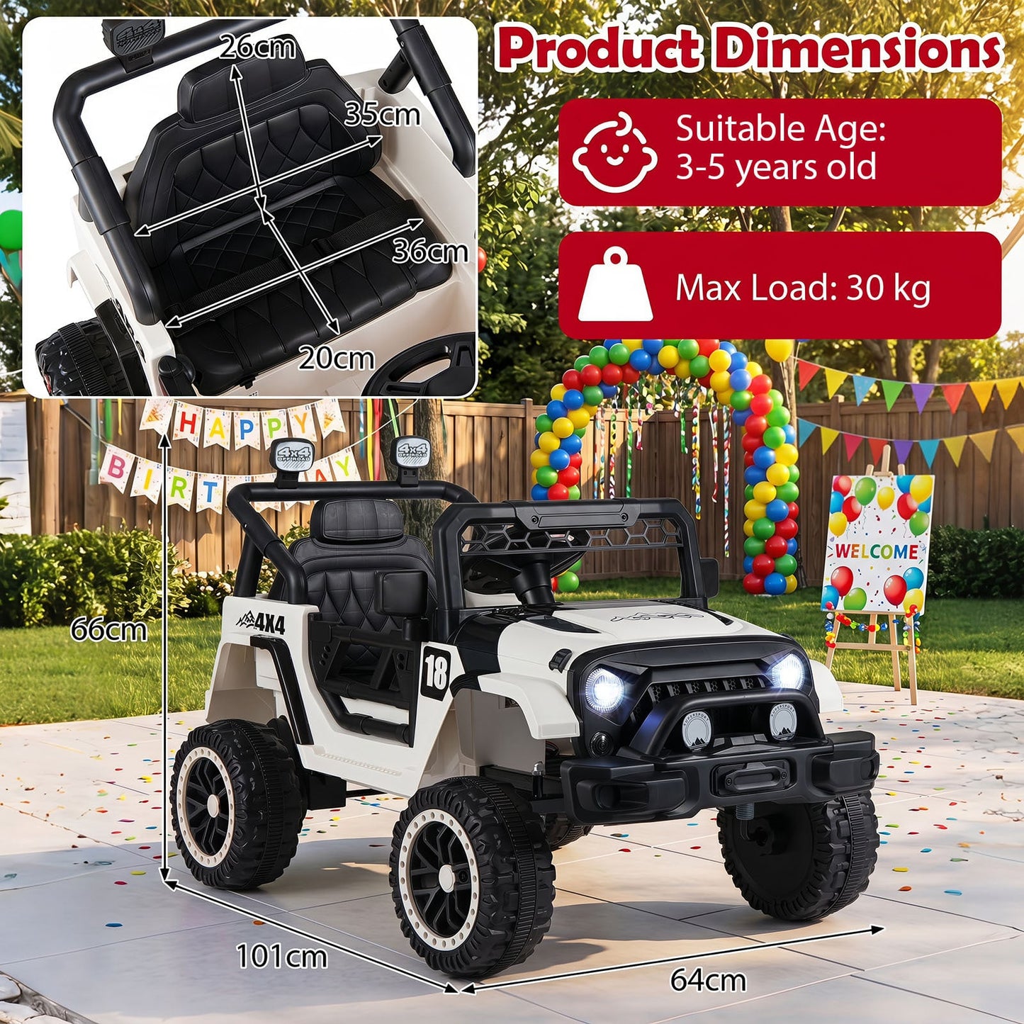 Kids Ride on Truck 12V Electric Toy Vehicle with Remote Control-Black