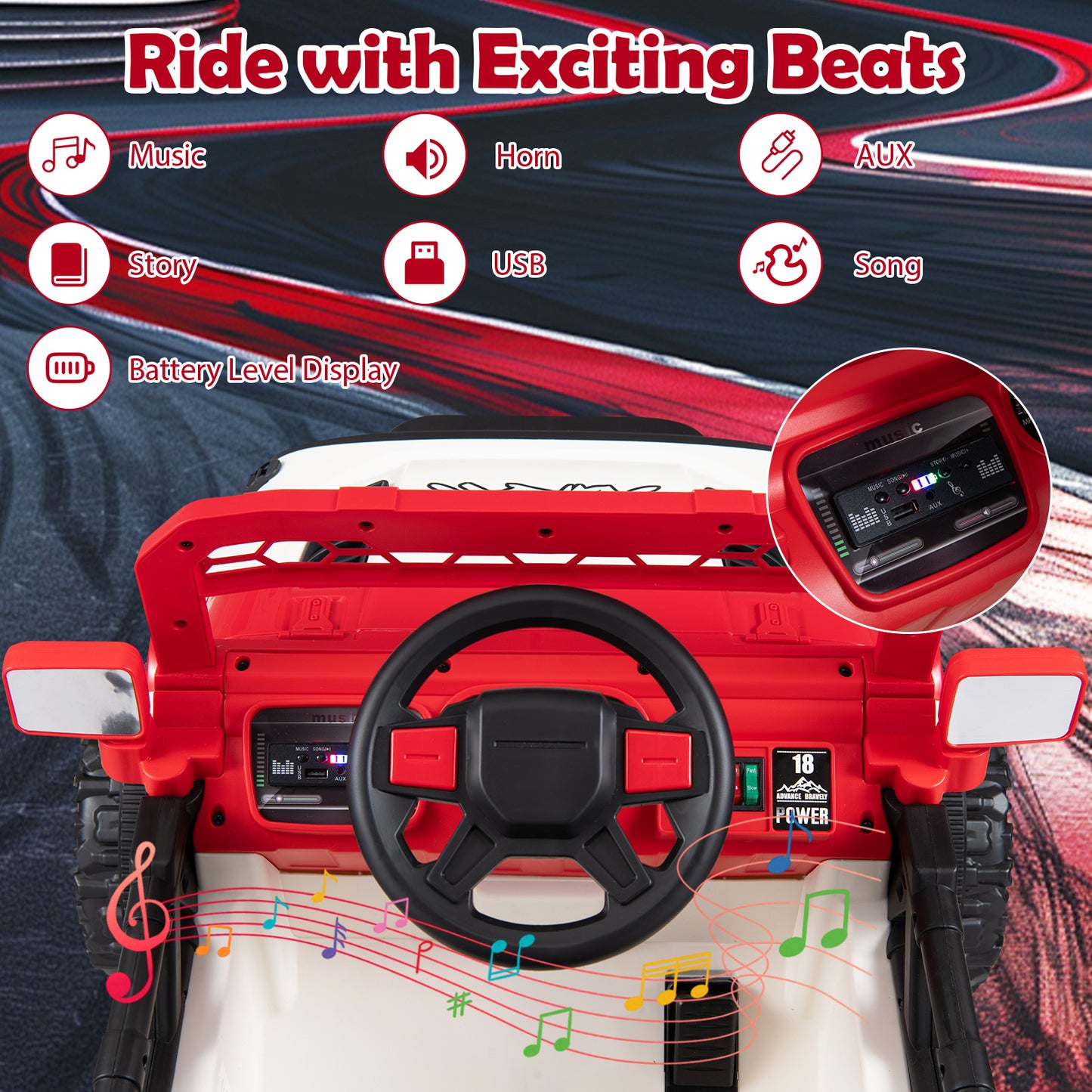 Kids Ride on Truck 12V Electric Toy Vehicle with Remote Control-Red