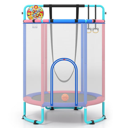 Kids Trampoline with Safety Net for Indoor and Outdoor Use-Blue