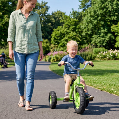 Kids Tricycle with Inflatable Tires and Adjustable Handlebar for Ages 3+Green