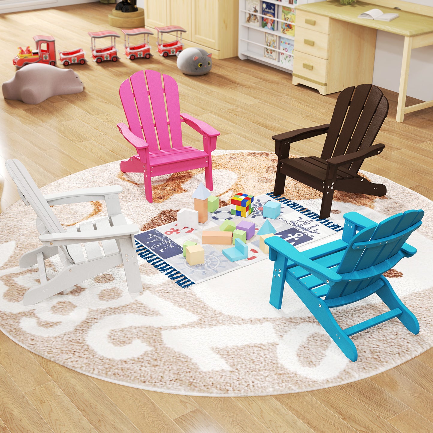 Kids Adirondack Chair All-Weather HDPE Toddler Lawn Chair-Pink