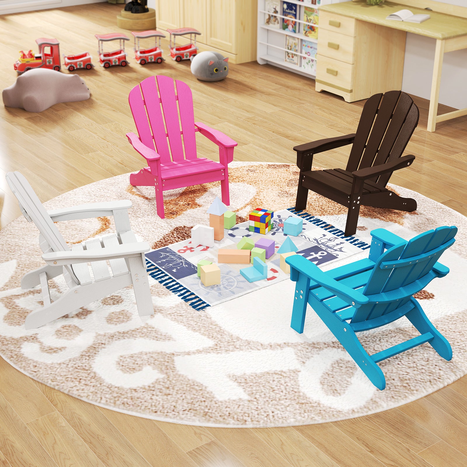 Kids Adirondack Chair All-Weather HDPE Toddler Lawn Chair-Turquoise