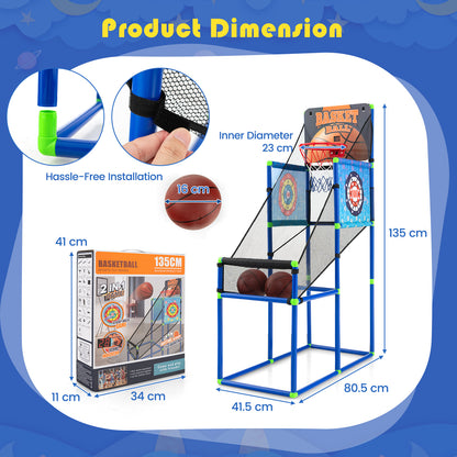 2-in-1 Kids Basketball Arcade Game with Electronic Scoreboard