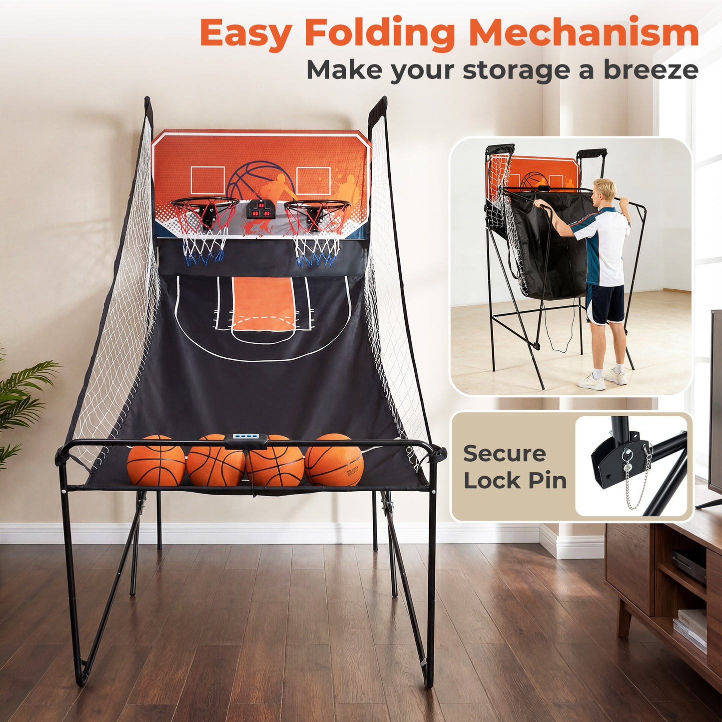 Kids Basketball Hoop Machine with 8 Exciting Playing Modes
