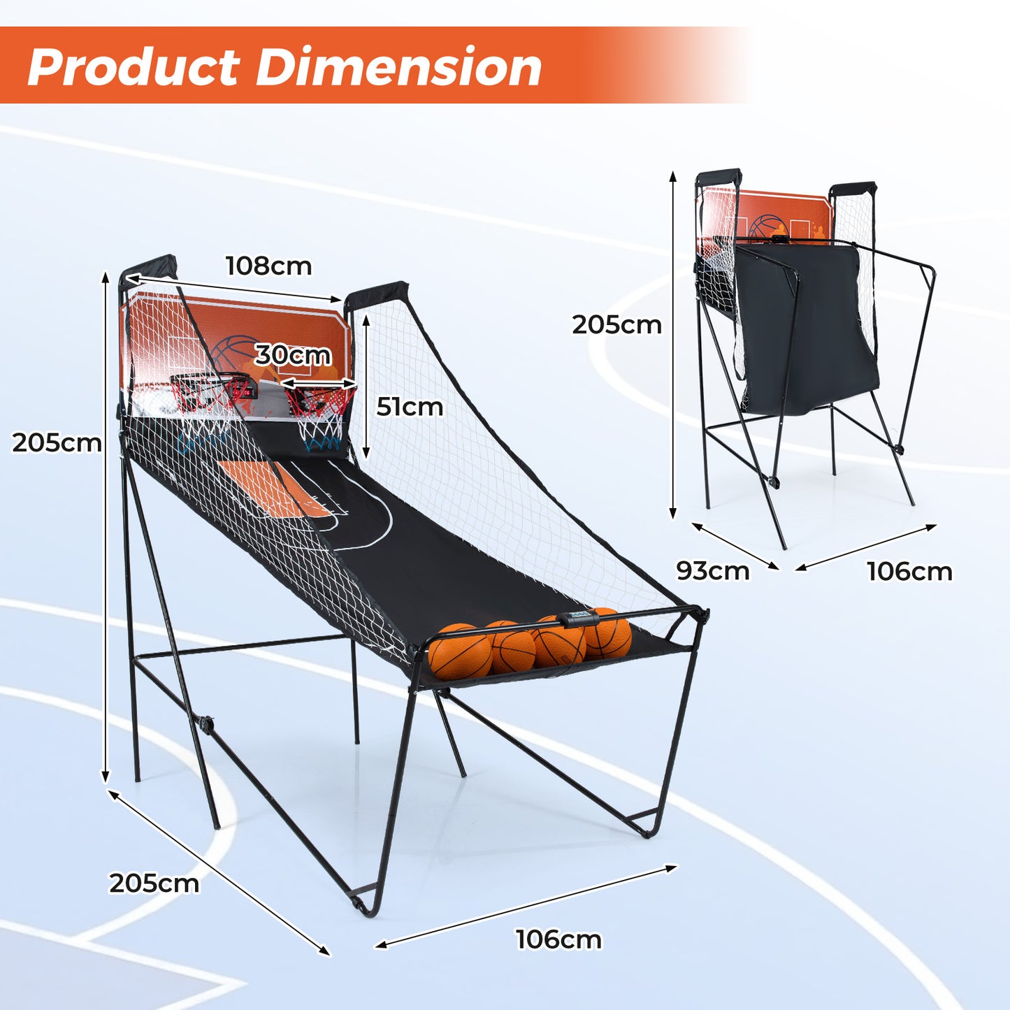 Kids Basketball Hoop Machine with 8 Exciting Playing Modes