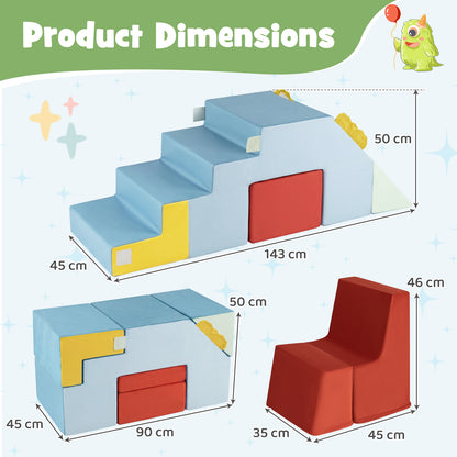 Kids Climbing Toys Toddler Climber with Slide and Stairs Soft Foam Blocks-Colourful