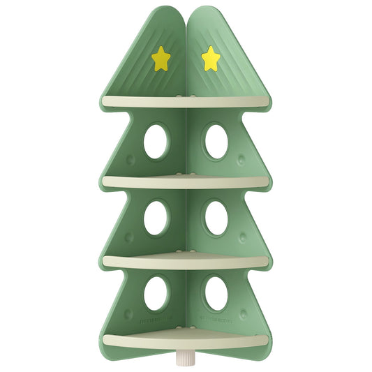 4-Tier Kids Corner Bookshelf for Kids Room and Nursery Playroom-Green