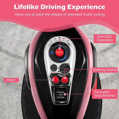 Kids Electric Motorcycle Motorbike 6V Battery Horn Headlight-Pink