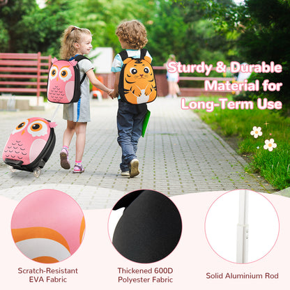 Kids Luggage Set with 40 cm Kids Carry-on Luggage and 30 cm Backpack-Pink