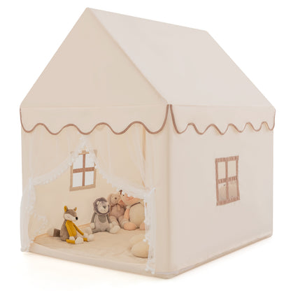 Kids Play Tent with Padded Mat Indoor Playhouse-Beige