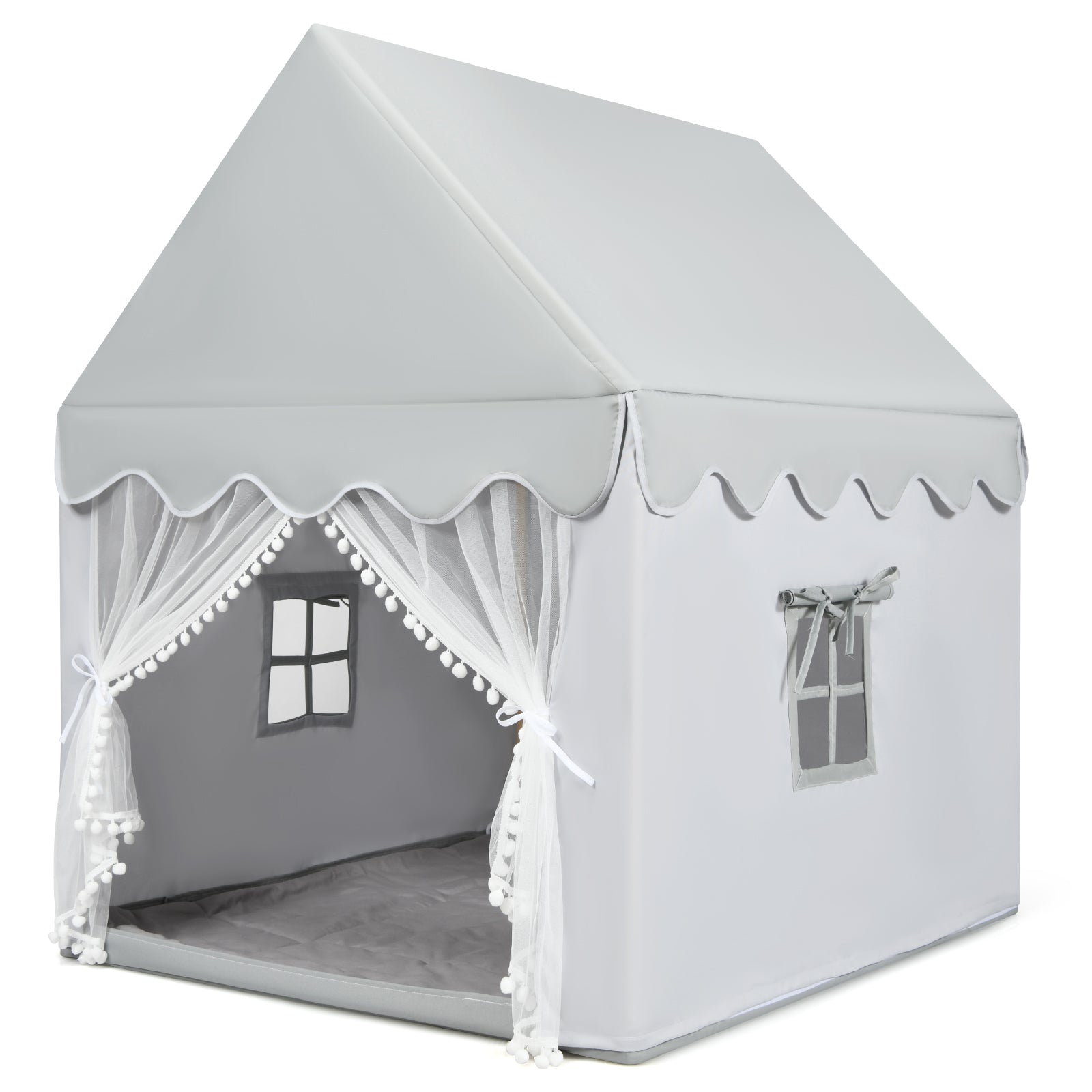 Kids Play Tent with Padded Mat Indoor Playhouse-Grey