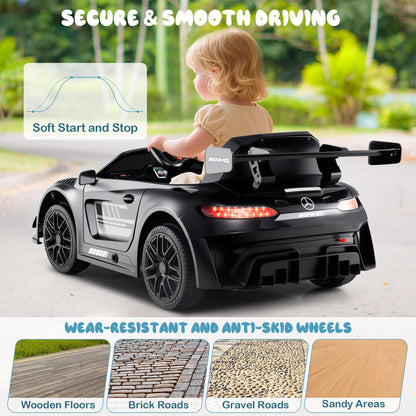 12V Kids Powered Ride on Car Benz GT3 with Spoiler and Remote Control-Black
