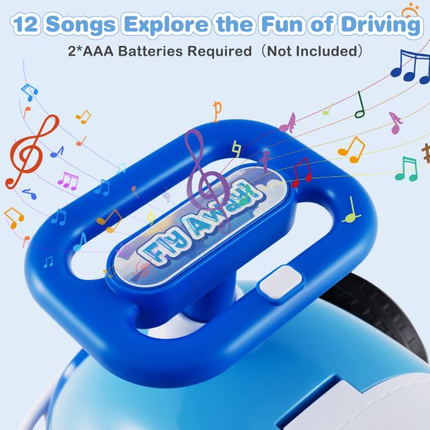 Kids Ride On Car Sliding Toy with Music and Cool Rear Wings-Blue