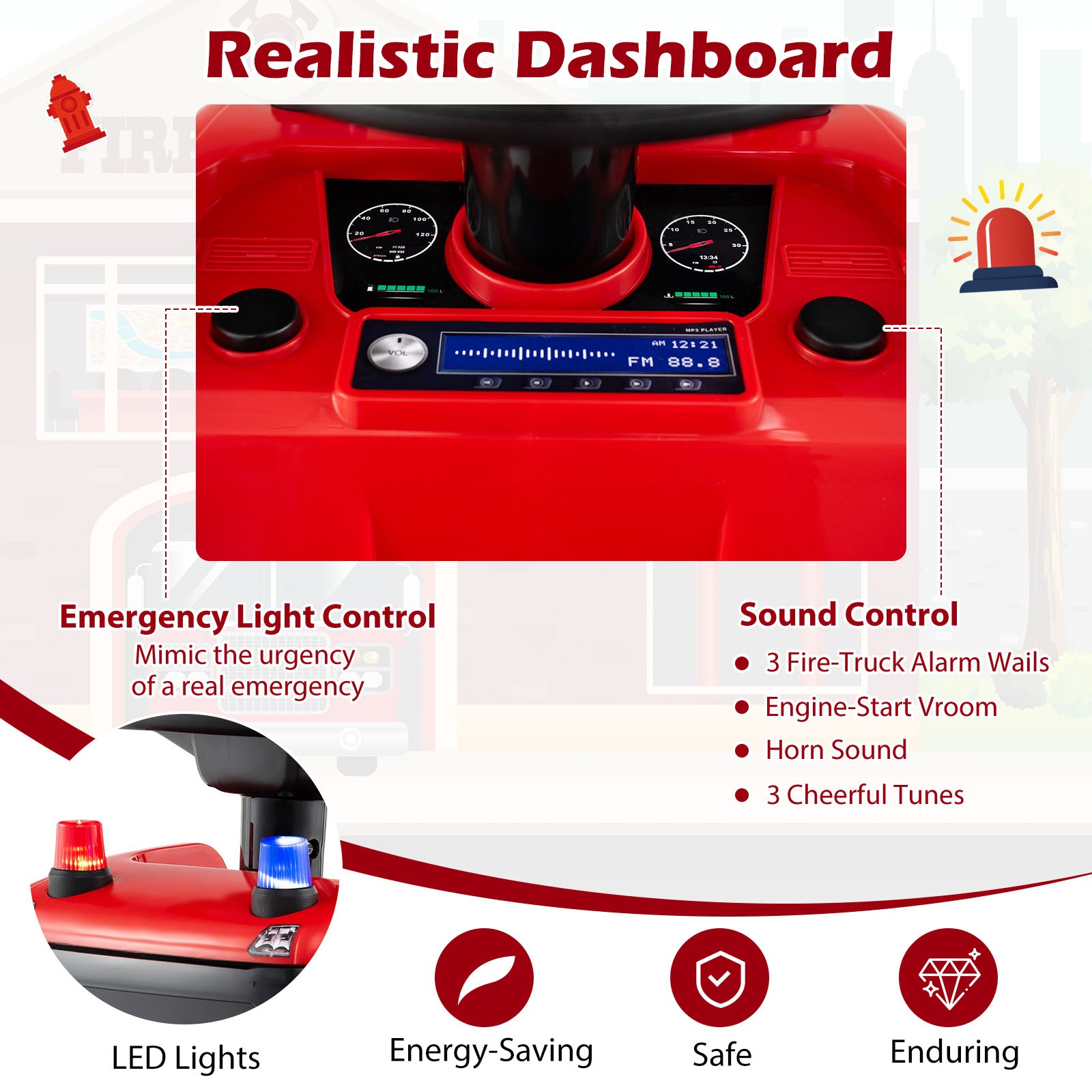 Kids Ride On Push Car with Lights and Under-seat Storage-Red
