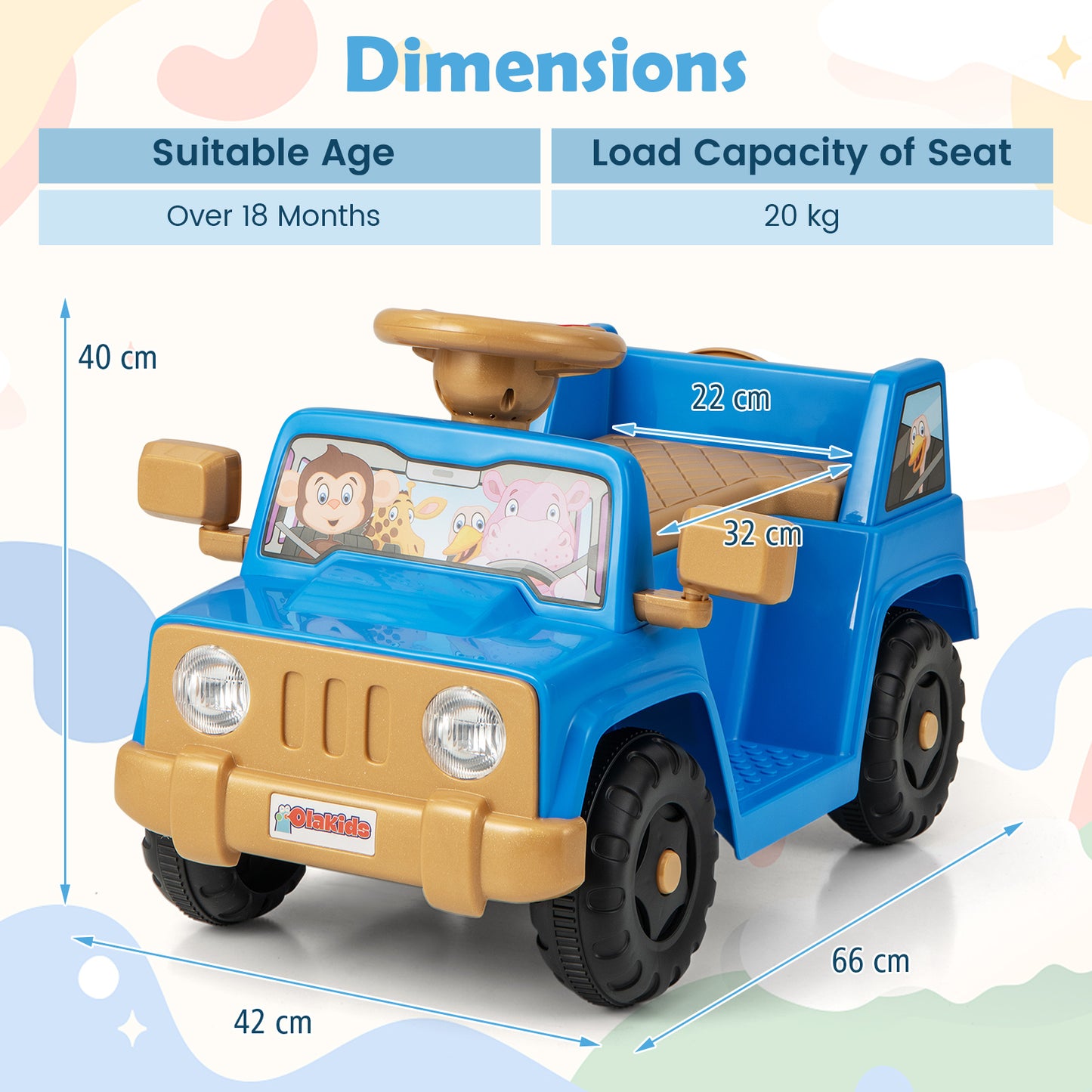 6V Kids Riding Toy with Sound Effects One-Button Start-Navy