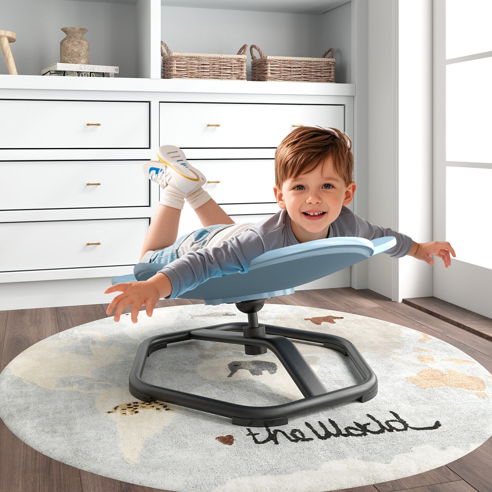 Kids Sensory Swivel Chair Elephant Petal 360° Spinning Chair-A-Blue