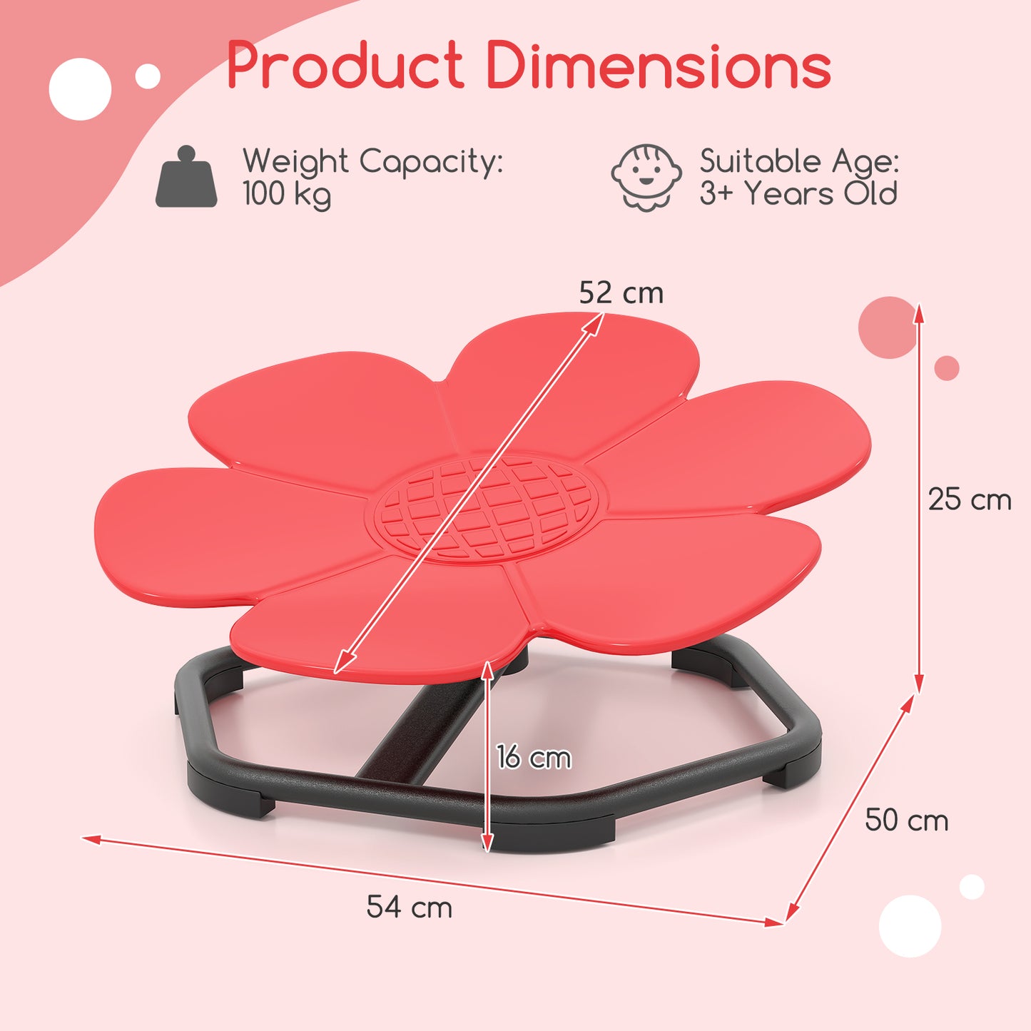 Kids Sensory Swivel Chair Elephant Petal 360° Spinning Chair-B-Red