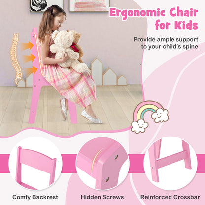 Kids Vanity Table and Chair Set with 3 Removable Mirrors and 4 Storage Bins for Children-Pink