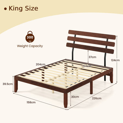 Double/King Size Bed Frame with Retro Headboard and Under-Bed Storage Space-King Size