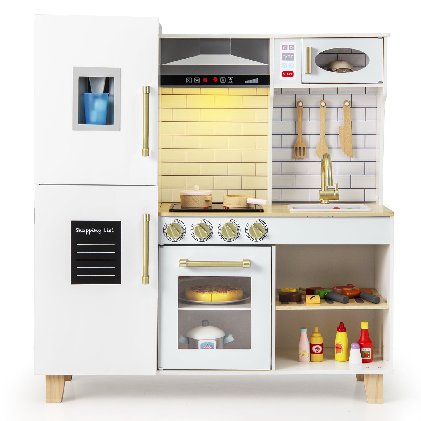 Kitchen Playset for Kids with Realistic Lights and Sounds-White