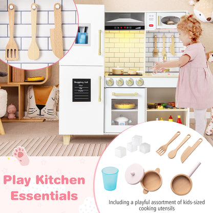 Kitchen Playset for Kids with Realistic Lights and Sounds-White