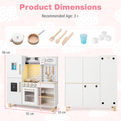 Kitchen Playset for Kids with Realistic Lights and Sounds-White