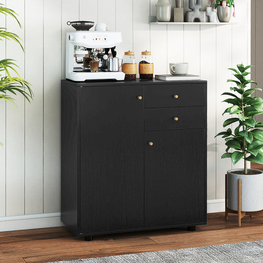 Kitchen Sideboard Buffet Cabinet with 3 Adjustable Shelves-Dark Grey