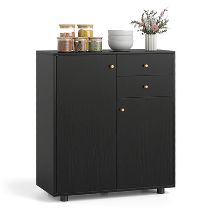 Kitchen Sideboard Buffet Cabinet with 3 Adjustable Shelves-Dark Grey