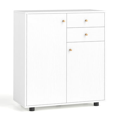 Kitchen Sideboard Buffet Cabinet with 3 Adjustable Shelves-White