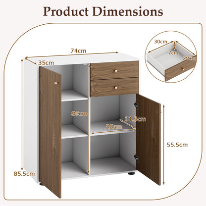 Kitchen Sideboard Buffet Cabinet with 3 Adjustable Shelves-Natural