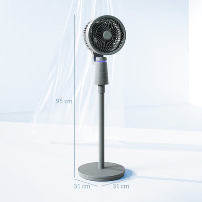 HOMCOM Pedestal Air Circulation Fan with Oscillating, Light Off, Grey