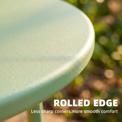 Outsunny 48 cm Round Garden Side Table, Small Metal Outdoor Garden Table with Rolled Edge, Green