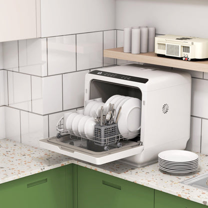 HOMCOM Six-Programme Countertop Dishwasher - White