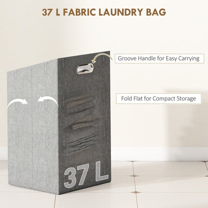 HOMCOM Bamboo Laundry Cabinet with Slatted Door, Bathroom Cabinet with Tilt-Out Hamper and Removable Liner Bag, 40 x 30D x 95 cm, Natural Wood Finish