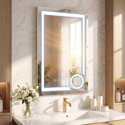 LED Lighted Bathroom Mirror with Anti-Fog and 3 Color Lights