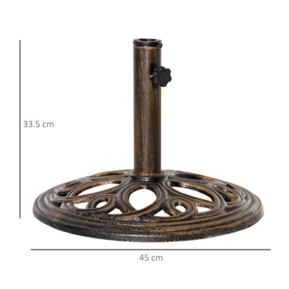 Outsunny 11.5 kg Cast Metal Round Patio Umbrella Base Stand, Umbrella Holder for Outdoor, Patio, Garden, Bronze Tone