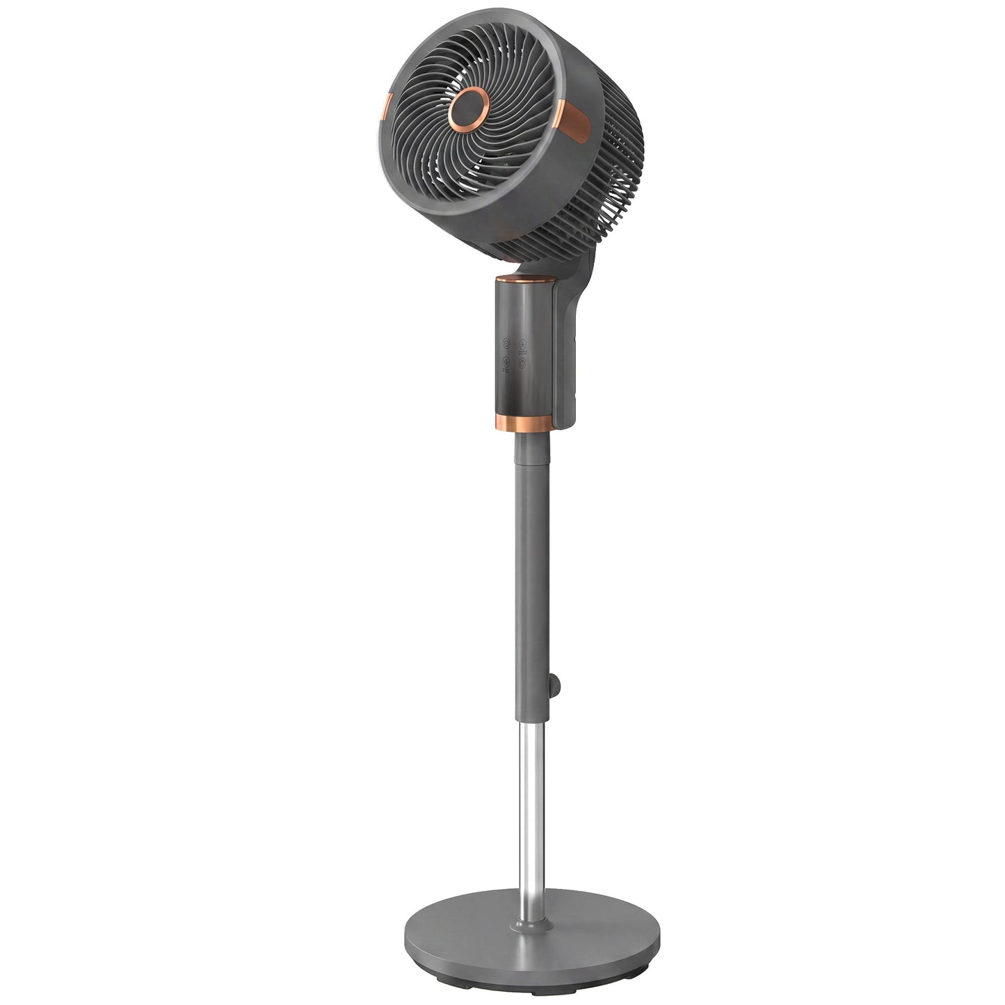 HOMCOM 20 dB Silent Standing Fan for Bedroom, 44" Pedestal Fan with 90Â° Oscillating, 8 Speeds and LED Light, Grey