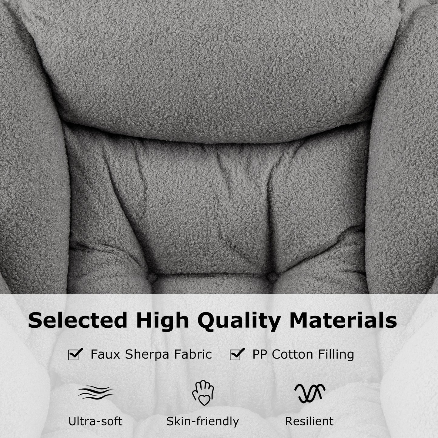 Large Lazy Chair with Cozy Head Pillow and Storage Pocket-Grey