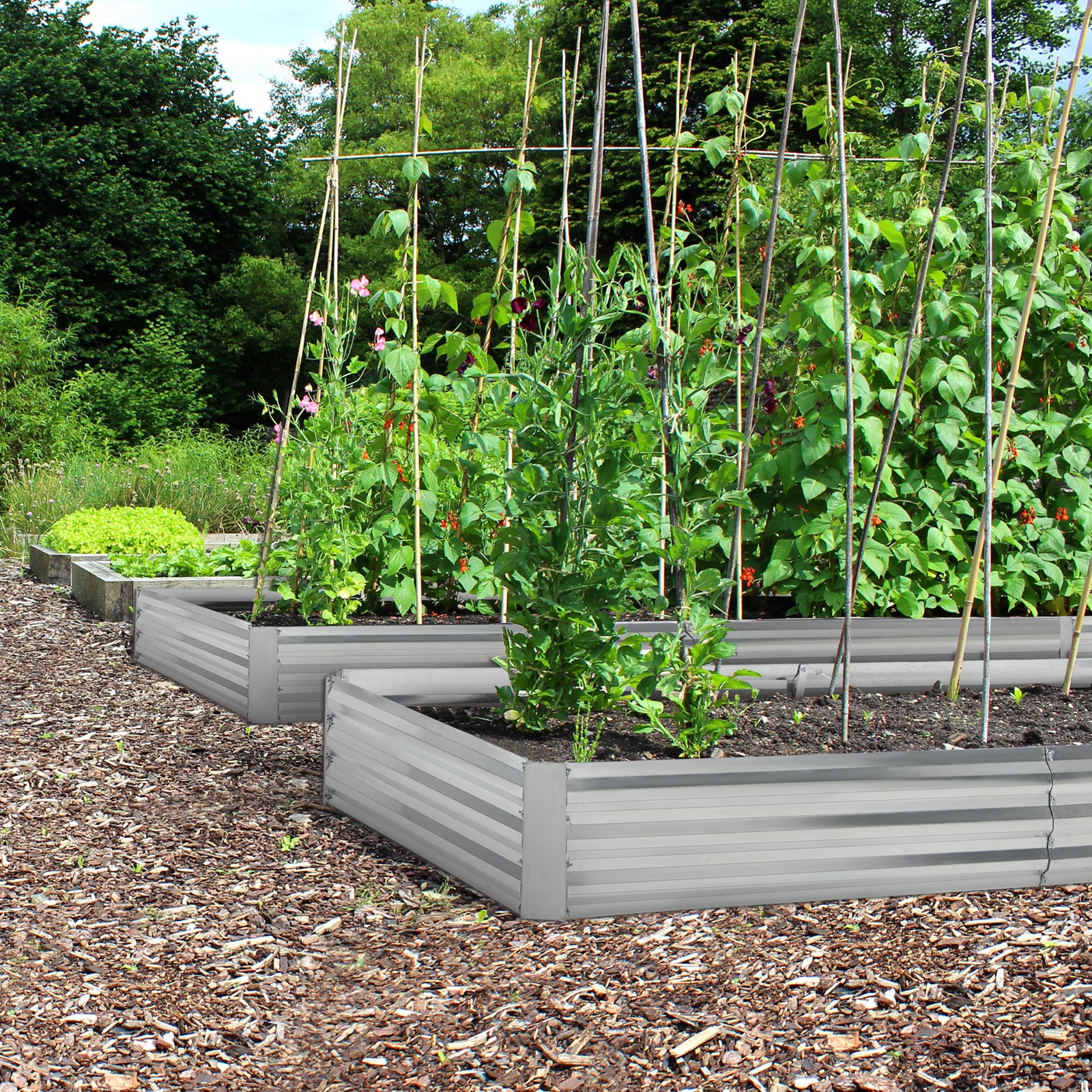 240 x 120 x 30 cm Galvanized Large Metal Raised Garden Bed-Silver