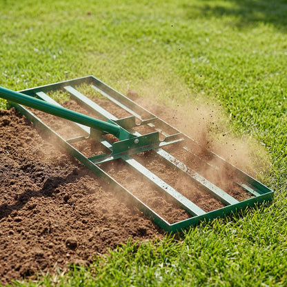 Lawn Leveling Rake Heavy Duty Lawn Level Tool for Soil Farm-Green