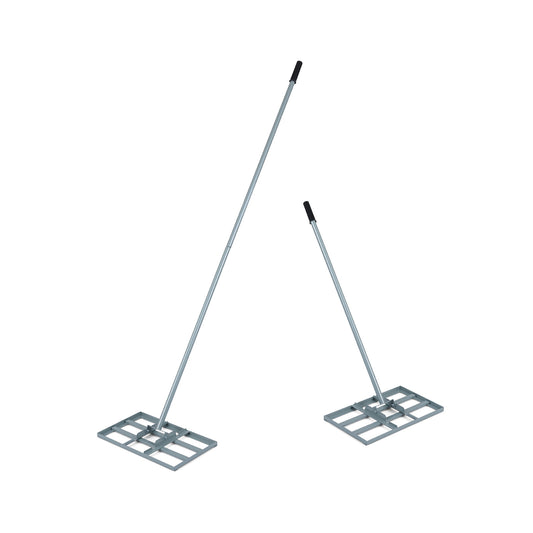 Lawn Leveling Rake Heavy-Duty Metal Levelawn Tool with 43 x 25 cm Plate-Silver