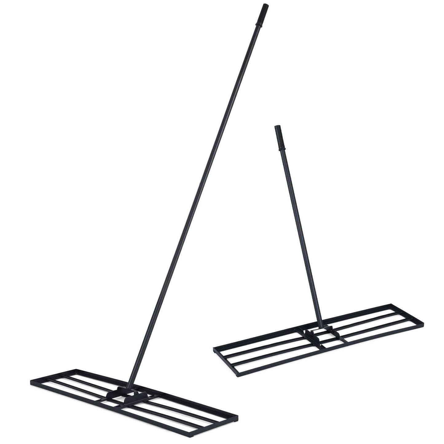 Lawn Leveling Rake with Adjustable Handle and Rotating U-Head for Topsoil-Black