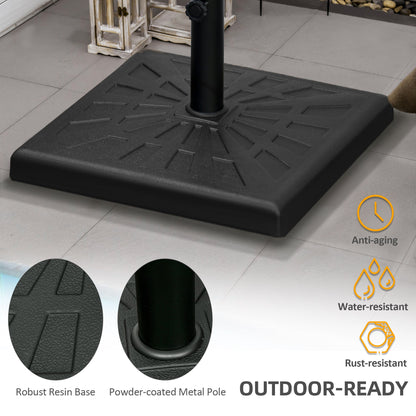 Outsunny 19kg Resin Garden Parasol Base Holder, Square Outdoor Market Umbrella Stand Weight for Poles of Î¦32mm, Î¦38mm, and Î¦48mm, Black