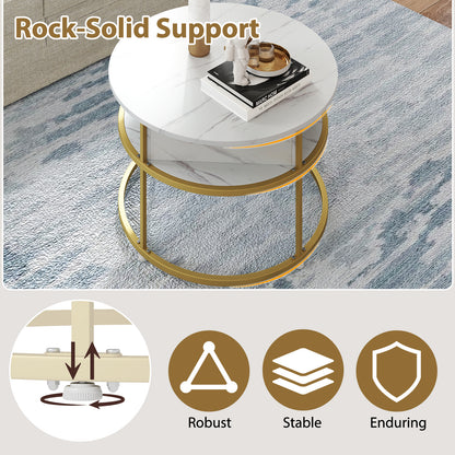 80cm Lift Top Coffee Table with Hidden Compartment and Side Shelves-White