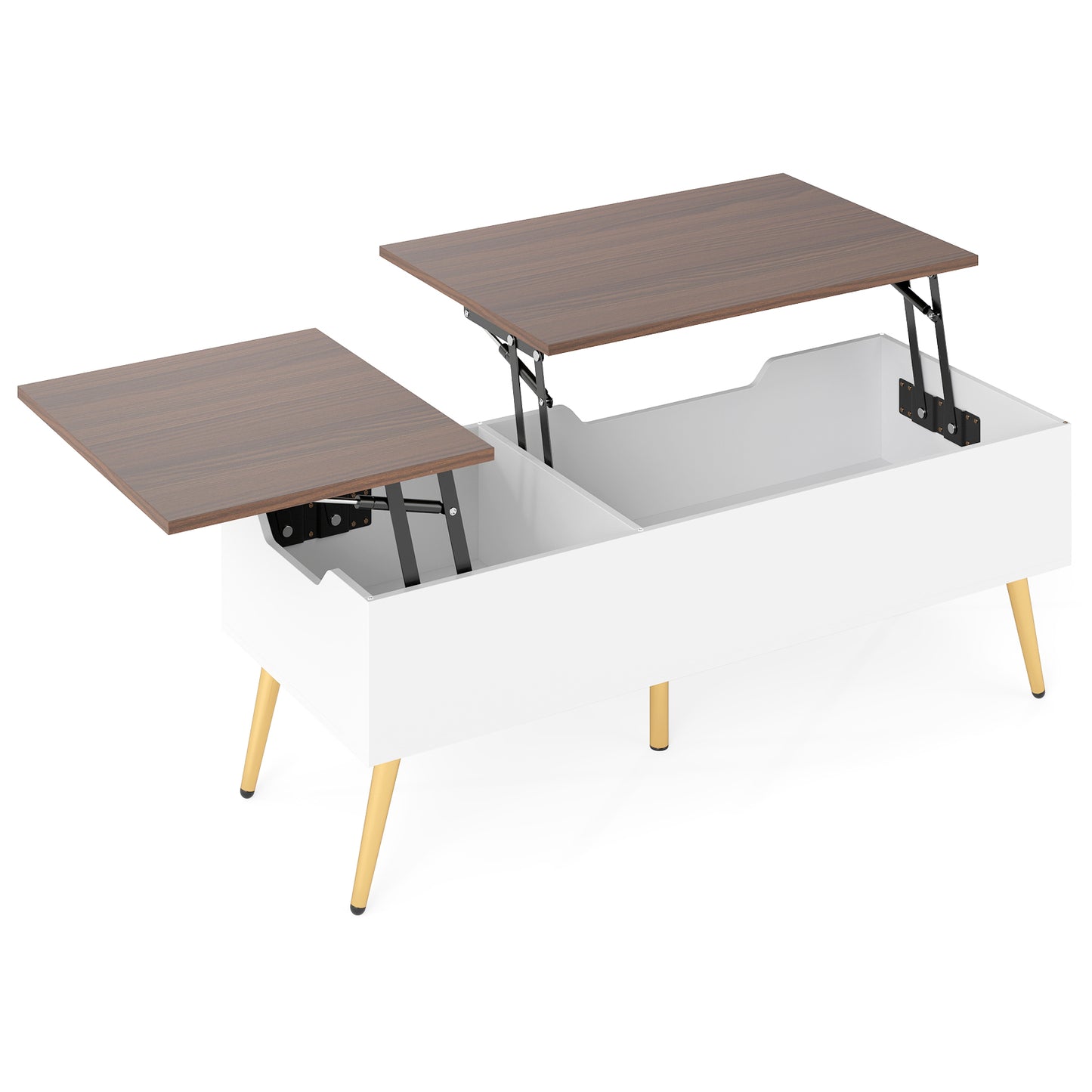 Lift Top Coffee Table Modern Center Table with 2 Hidden Storage Compartments-Walnut