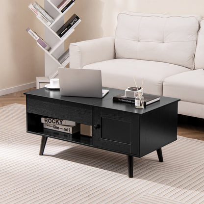 Lift Top Coffee Table with Storage Living Room Table with Hidden Compartment-Black