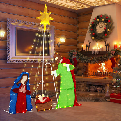 Nativity Scene Pre-lit Holy Family Christmas Decoration with 209 Warm White LED Lights